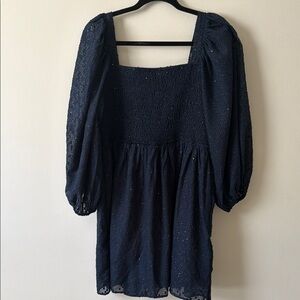 Elegant Navy Blue Smocked Dress